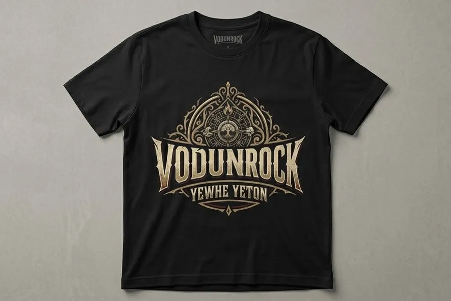 T-shirt Vodunrock, blason brodé or
